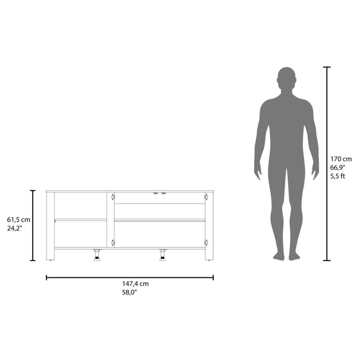 Mesa para TV Freedom, Blanco, con Dos Puertas Abatible, para Televisor hasta 65" ZF