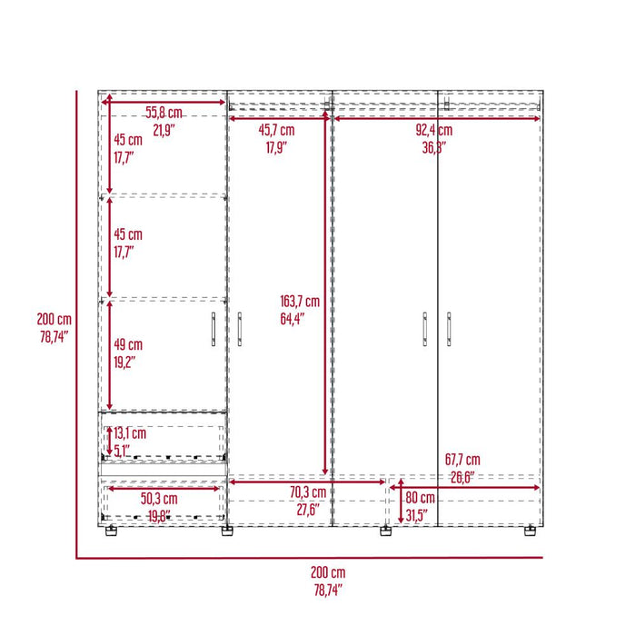 Closet Light 200, Nogal y Wengue, Con Amplios Espacios De Almacenamiento