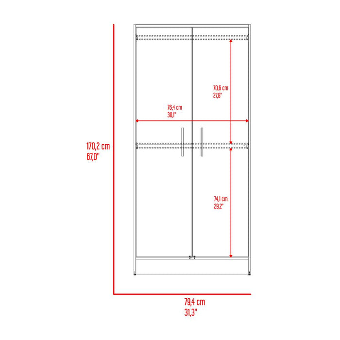 Combo Para Habitación Sofi, Fresno Europeo y Blanco, Incluye Closet -Organizador y Mesa de Noche