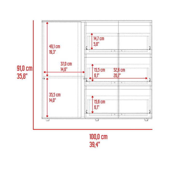 Organizador Niza, Avellana y Blanco, con tres cajones y gran capacidad de almacenamiento