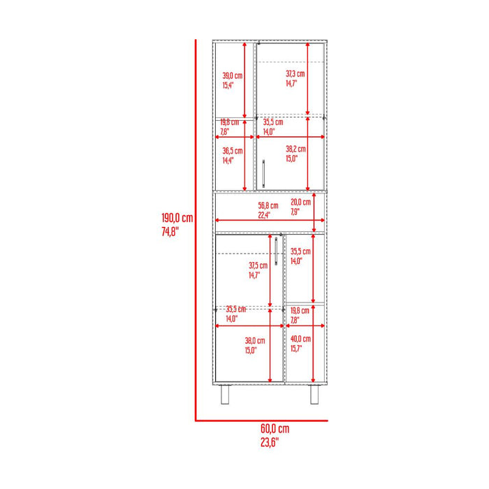 Alacena Bryce, Blanco Duqueza y Fresno Europeo, con manijas metálicas y con gran espacio de almacenamientos
