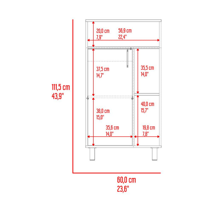 Archivador Bryce, Blanco Duqueza y Fresno Europeo, con una puerta abatible