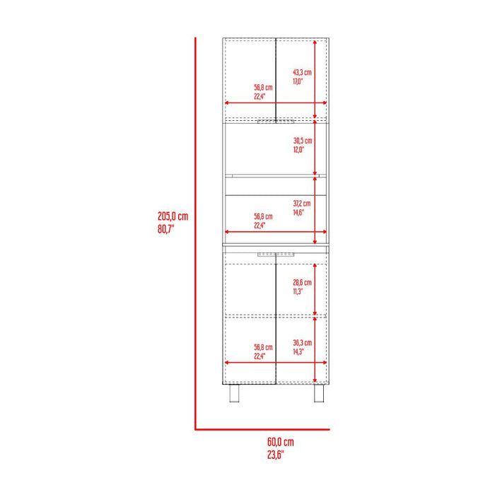 Módulo Microondas Diamante, Positano y Blanco, con Cuatro Puertas Batientes
