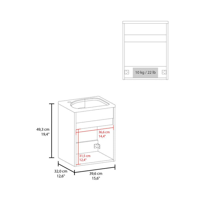 Mueble Para Lavamanos Furman, Blanco Duqueza, Incluye Lavamanos Plastiglas Floresta 40 ZF