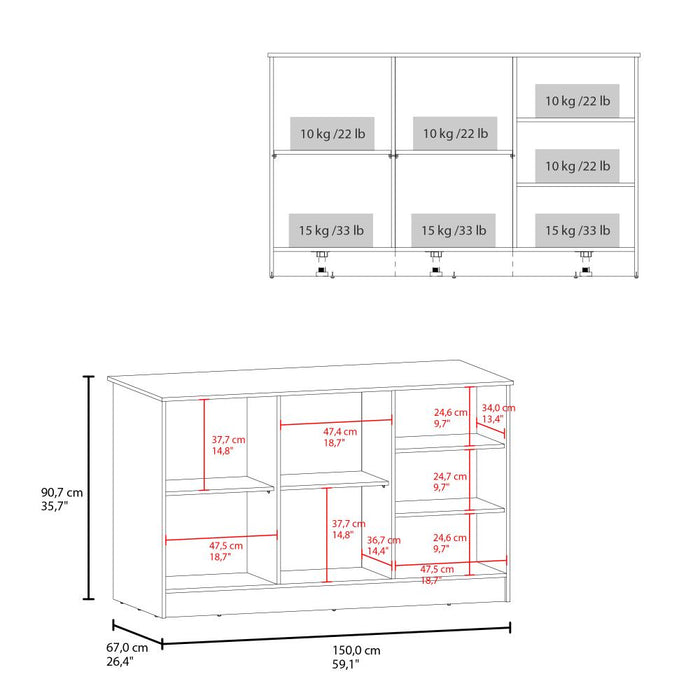 Barra de Cocina Lugano, Azul y Fresno Kronos, con Dos Puertas Abatibles