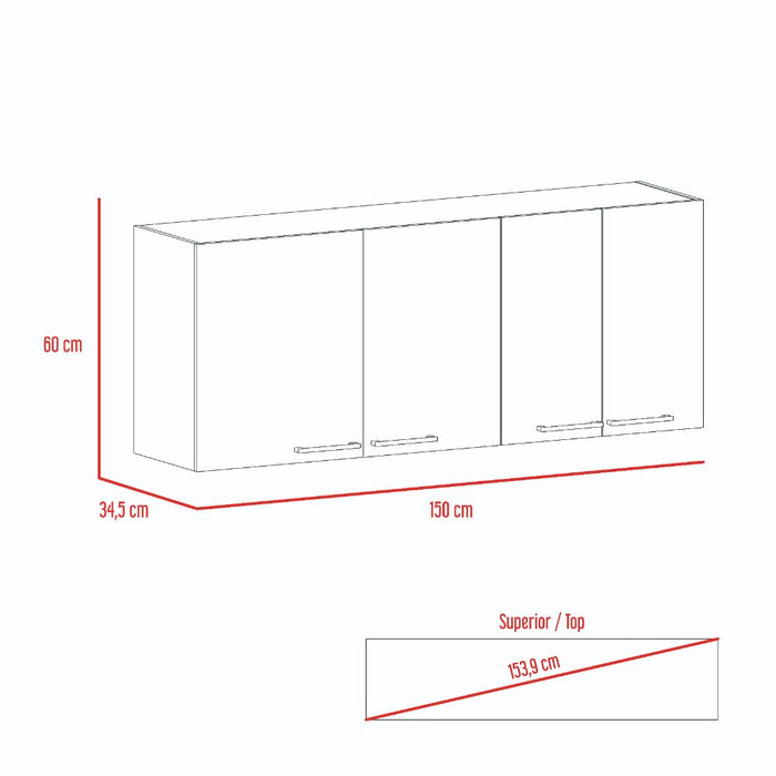 Gabinete Superior Ursa, Blanco y Cobre, con Múltiples Entrepaños Para Almacenamiento