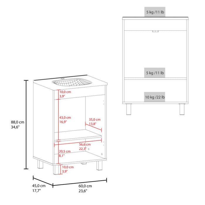 Mueble para Lavamanos Haysi, Blanco, Dos puertas abatibles y entrepaño, incluye lavamanos ZF