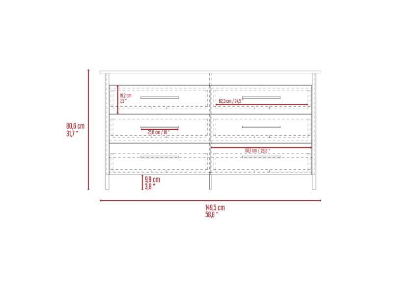 Organizador Rosember, Wengue, con Seis Cajones ZF