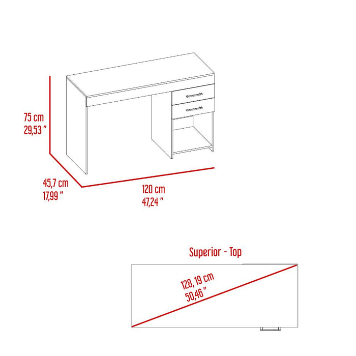 Escritorio Gamer Hazel, Plata Oscuro y Rojo, con Un Entrepaño y Dos Cajones