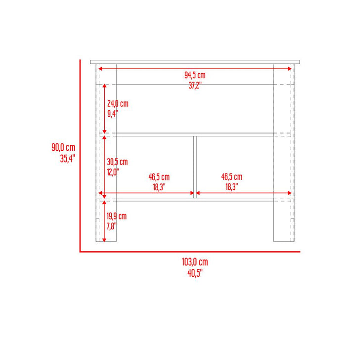 Barra de Cocina Burton, Blanco Duqueza y Cocoa, con amplia superficie en la mesa