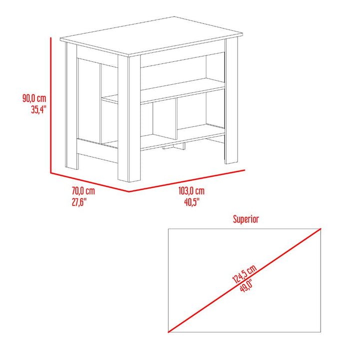 Barra de Cocina Cala, Ambar y Mamba, Con amplia superficie en la mesa