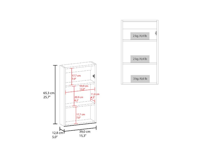 Gabinete de Baño Cary, Wengue, con Puerta Espejo y Tres Entrepaños ZF