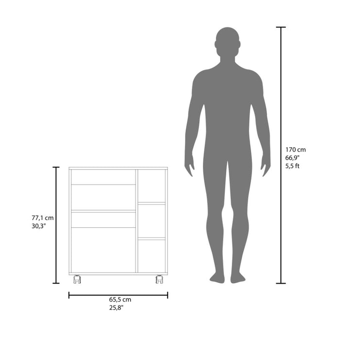 Modulo Microondas Con ruedas Kati, Kronos Blanco, una puerta abatible y compartimiento inferior de almacenamiento ZF