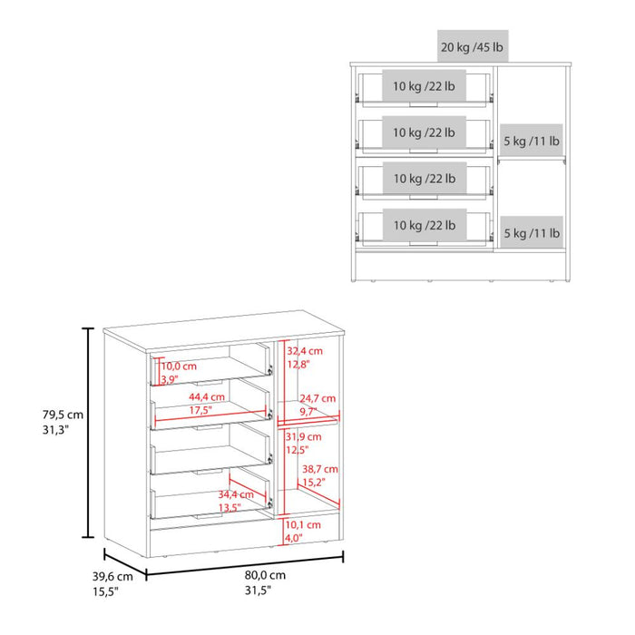 Organizador Kati, Wengue con cuatro cajones ZF