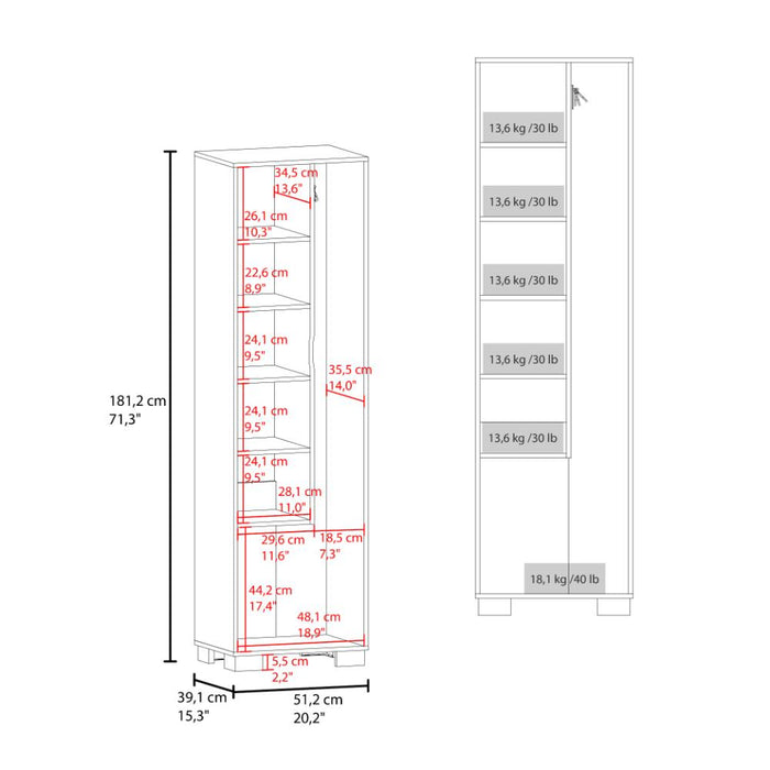 Mueble de Aseo Blake, Kronos Fresno, Incluye Colgador para Escobas y Variedad de Entrepaños ZF