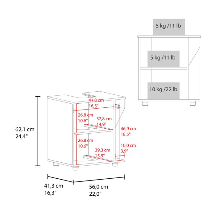 Mueble Para Lavamanos Pili, Blanco Duqueza y Fresno Europeo, No incluye Lavamanos