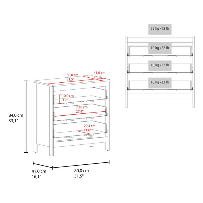 Organizador Newcastle, Wengue, Con tres cajones  ZF