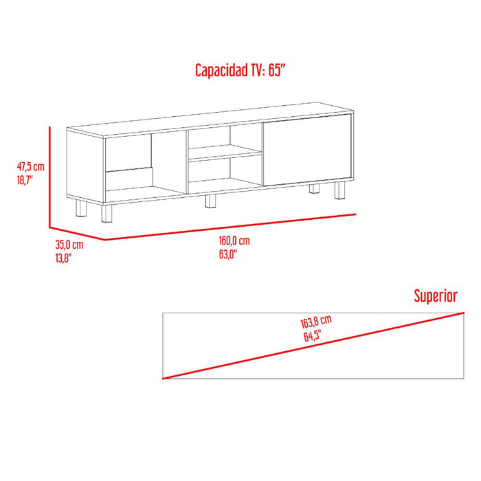 Mesa Para Tv Tunez, Nogal, Para Televisor Hasta 70 Pulgadas