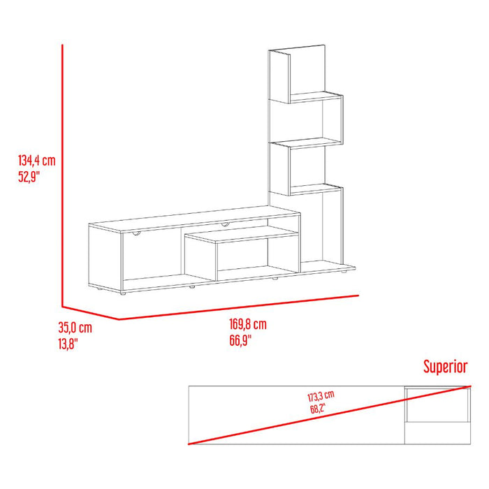 Mesa Para Tv Neri, Fresno Europeo y Wengue, Para Televisor Hasta 55 Pulgadas
