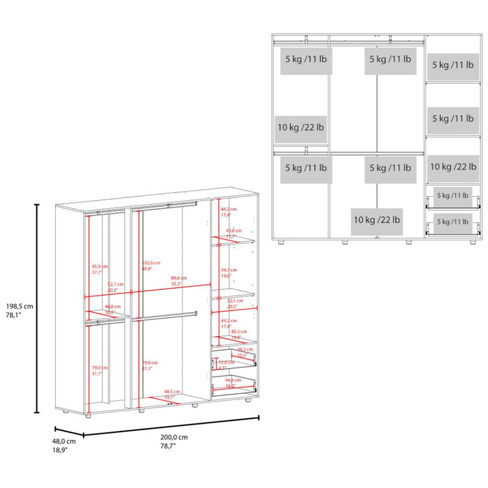Closet Vance , Kronos Blanco, Con cuatro puertas abatibles y dos cajones para guardar ropa ZF