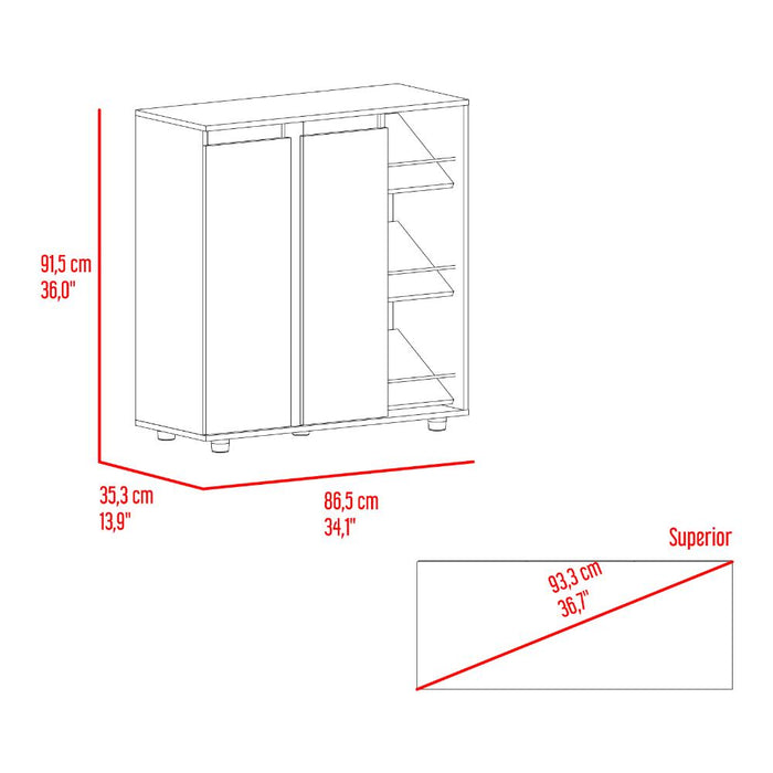 Zapatero Houck, Plata Oscuro y Nogal, con gran espacio para organizar zapatos