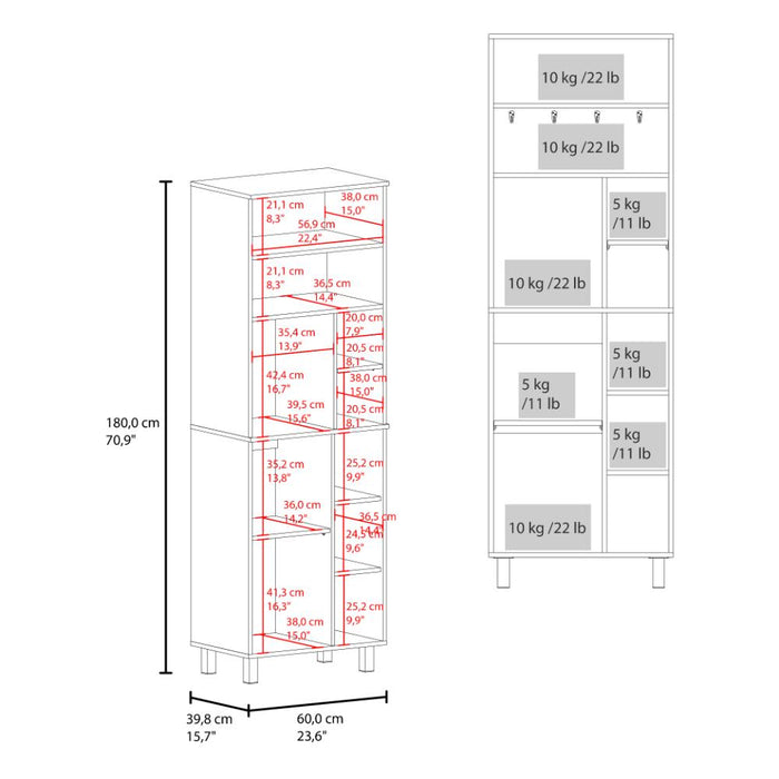 Alacena Carajillo, Blanco Duqueza y Nogal, Con gran espacio de almacenamiento funcional
