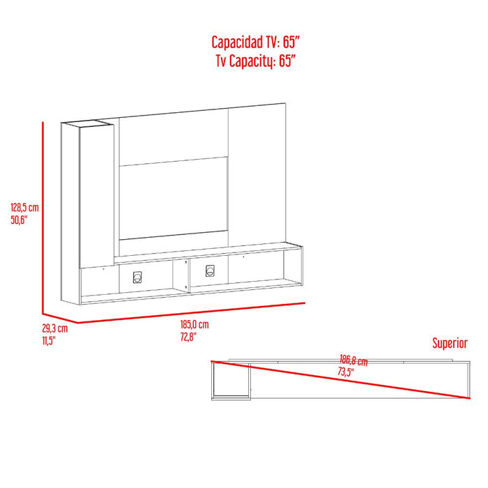 Panel de TV Beta, Wengue y Mamba con Espacio para Televisor de hasta 65"