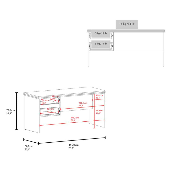 Escritorio Toronto, Kronos Wengue, con Dos Cajones y Amplio Espacio para Objetos Decorativos ZF