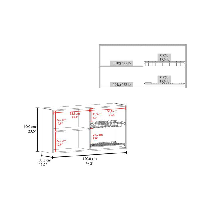 Gabinete Superior Frello 120, Nogal, con Cuatro Puertas Batientes ZF