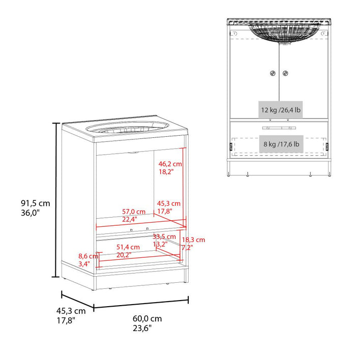 Mueble Para Lavamanos Madison, Wengue, Incluye Lavamanos Praia 60 ZF