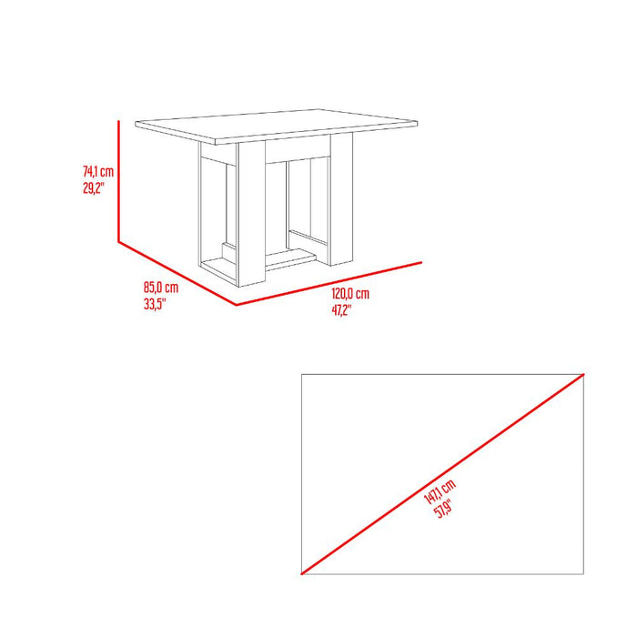 Mesa Para Comedor Volder, Avellana, con Amplia Superficie, No Incluye Sillas
