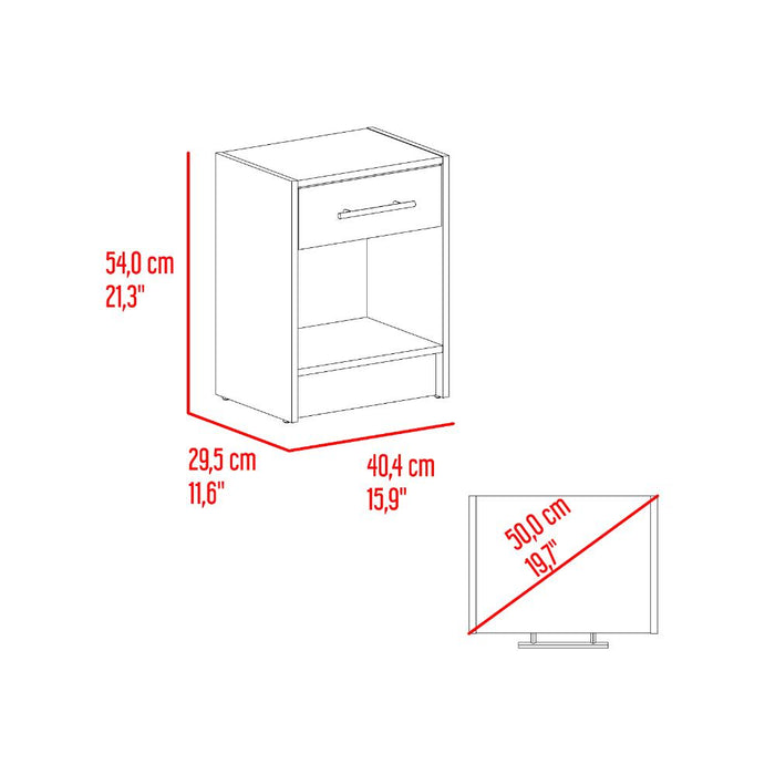 Combo Para Habitación Sofi, Fresno Europeo y Blanco, Incluye Closet -Organizador y Mesa de Noche