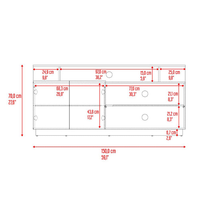Mesa Para Tv Hope , Fresno Europeo y Capri, con espacio para TV de 65"