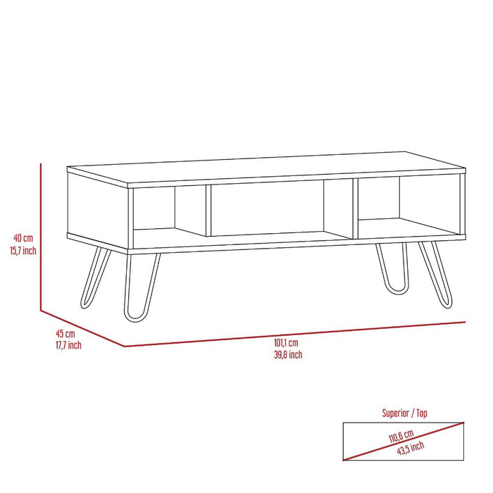 Mesa de Centro Lara, Fresno Europeo y Plata Oscuro, con Amplio Espacio y Patas de Acero