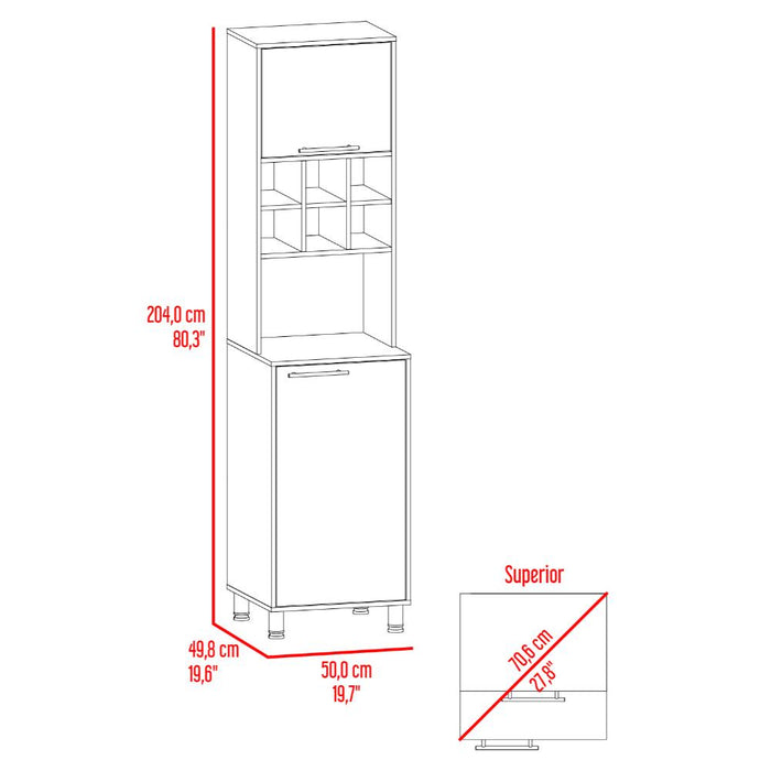 Alacena Atica, Blanco Duqueza y Capri, con espacio para guardar botellas de vino