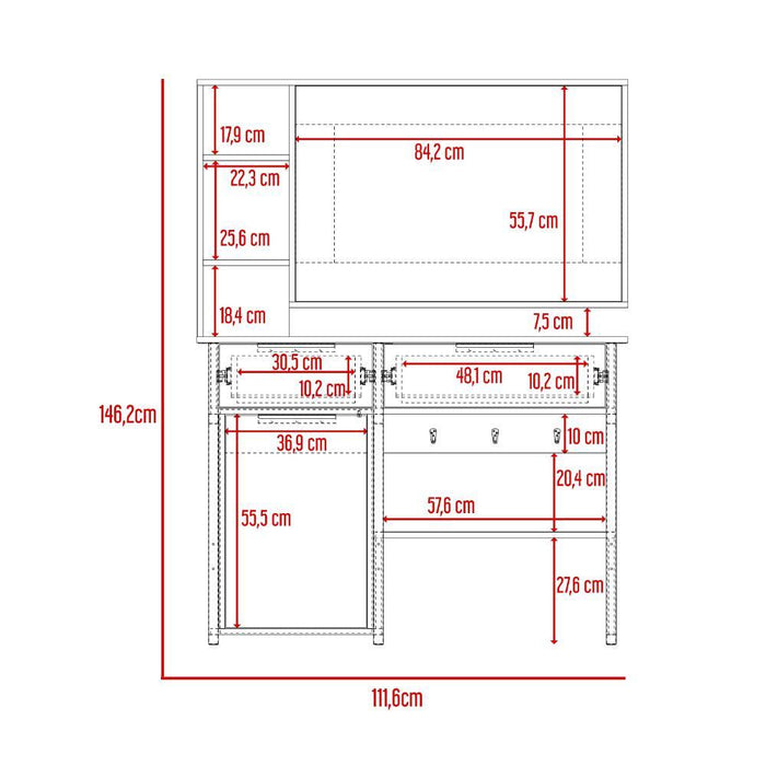 Mueble Tocador o Barberia Holly, Milan, con una puerta y dos cajones