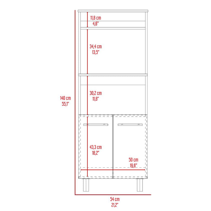 Modulo Microondas Brisan, Blanco Duqueza y Positano, con gran capacidad de almacenamiento