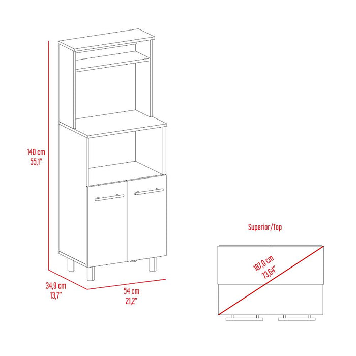 Modulo Microondas Brisan, Blanco Duqueza y Positano, con gran capacidad de almacenamiento