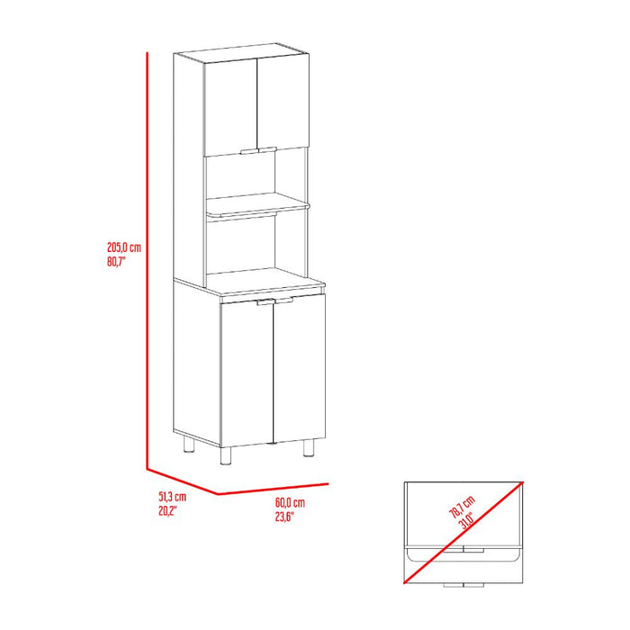 Módulo Microondas Diamante, Cartagena y Blanco, con Cuatro Puertas Batientes