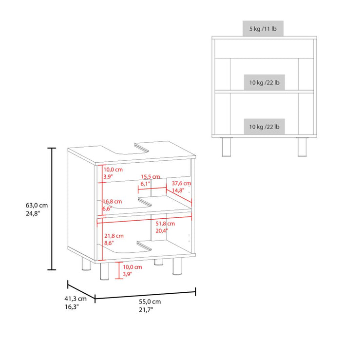 Mueble Para Lavamanos Marlo, Fresno Europeo y Blanco, No incluye Lavamanos