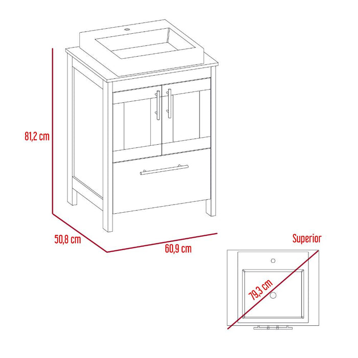 Mueble para Lavamanos Hilda, Fresno, con dos puertas no incluye lavamanos