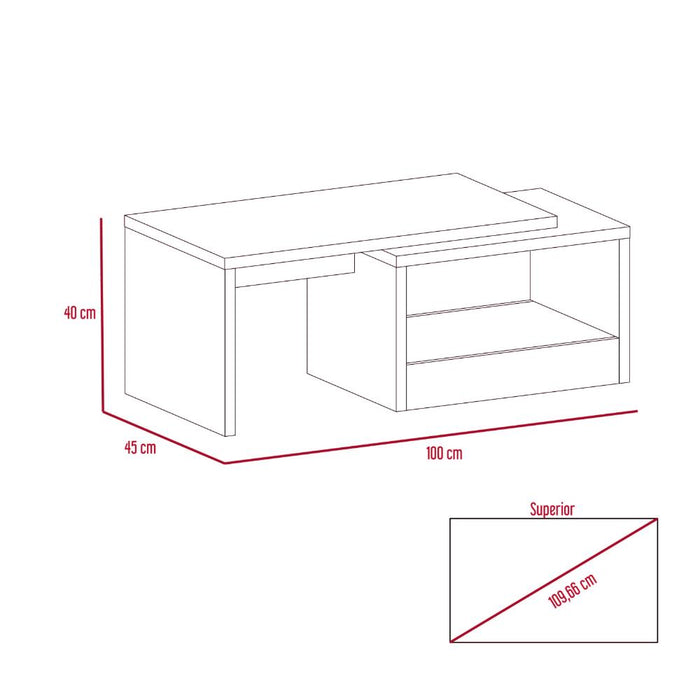 Mesa de Centro Wesley, Wengue y Fresno Europeo, con Amplio Espacio Ideal Para Ubicar Decoraciones