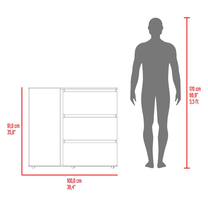 Organizador Niza, Positano y Blanco, con tres cajones y gran capacidad de almacenamiento