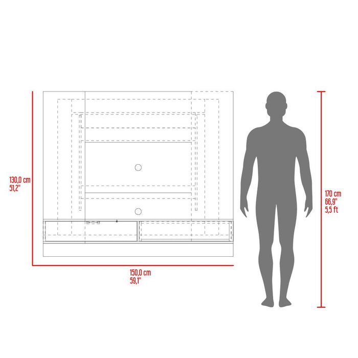 Panel de Tv Mirabella, Mamba y Ambar, Con espacio para televisor de 60 pulgadas
