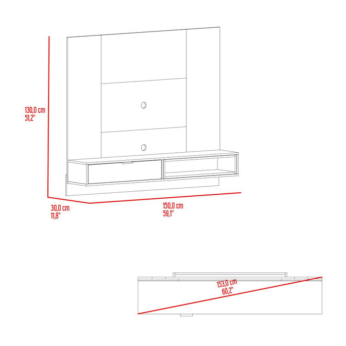 Panel de Tv Mirabella, Mamba y Ambar, Con espacio para televisor de 60 pulgadas