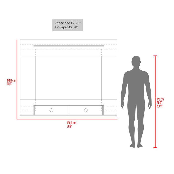 Panel de Tv Montana, Avellana y Tivoli, con Espacio Para Televisor de Hasta 75 Pulgadas