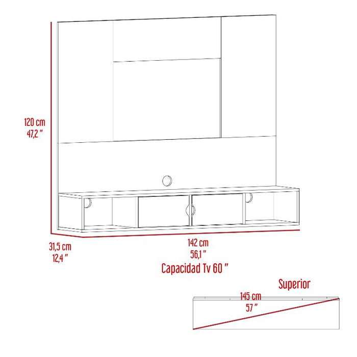 Panel de Tv Hanna, Wengue y Miel, con Espacio Para Televisor de Hasta 60 Pulgadas