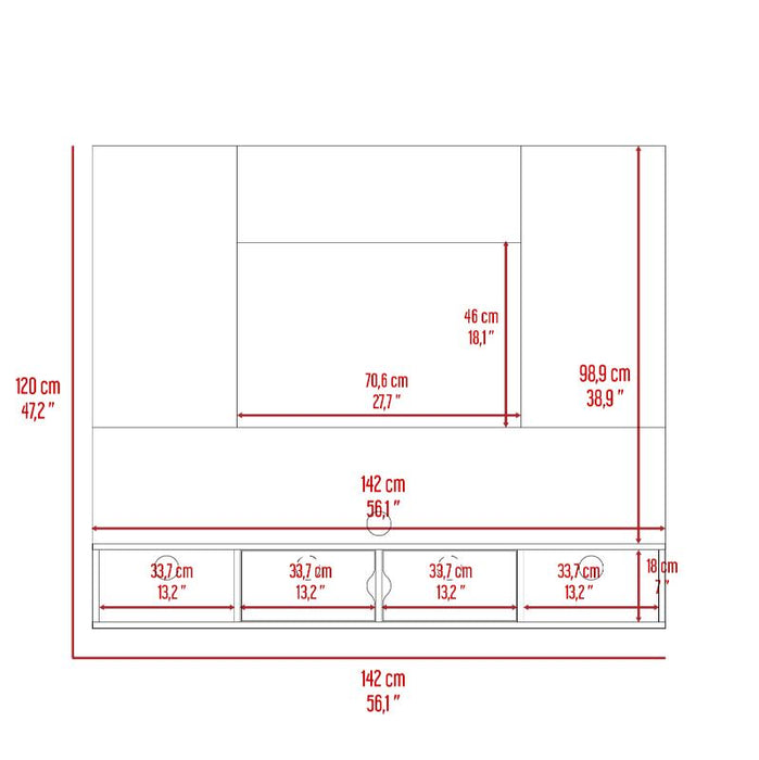 Panel de Tv Hanna, Wengue y Miel, con Espacio Para Televisor de Hasta 60 Pulgadas