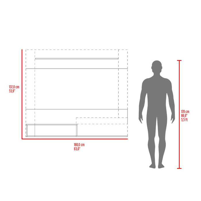 Panel de Tv Ascher, Fresno Europeo y Wengue, con Espacio Para Televisor de Hasta 70 Pulgadas