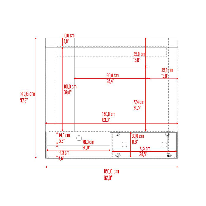 Panel de Tv Montano, Avellana y Wengue, con Espacio Para Televisor de Hasta 60 Pulgadas